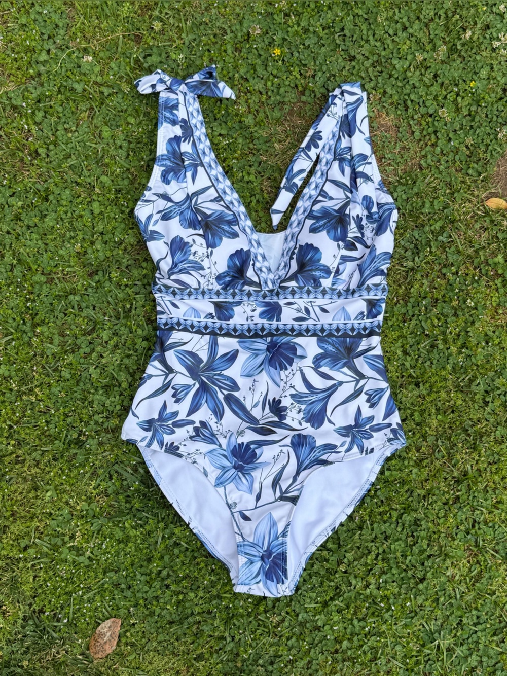 NWT plunge neck one-piece swimsuit with matching cover-up skirt - size S